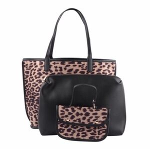 New 3 Piece Leopard Bag Set